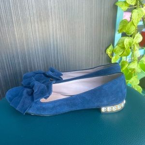 Miu Miu Blue Flats with Crystal Heels